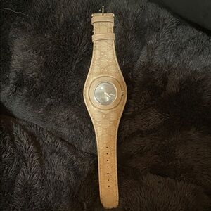 Gucci Beige Monogram Leather Watch
